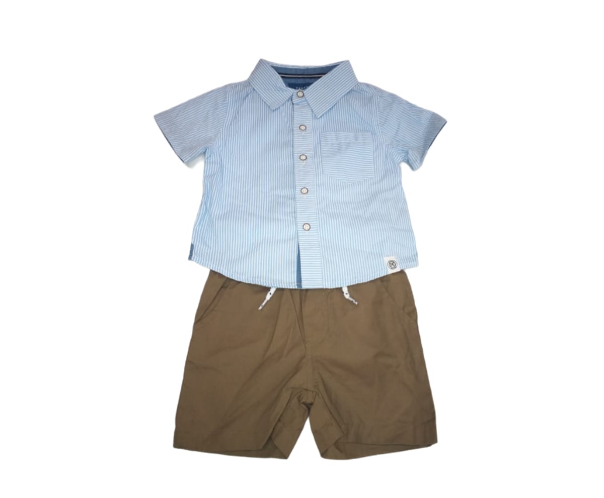 Perry Ellis 2 Pc Blue and Army Green Shorts Set (Size: 18m)
