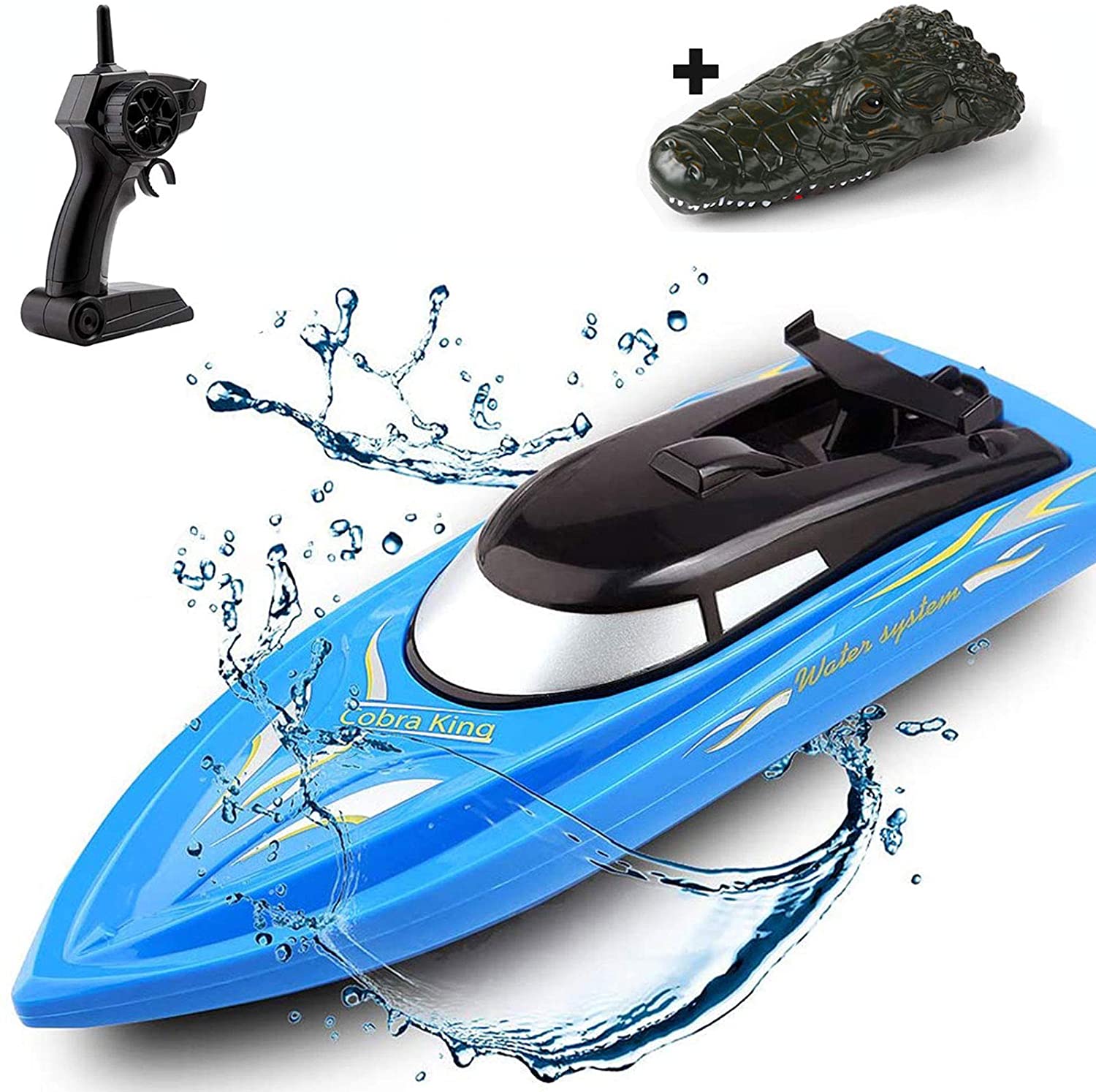 SZJJX Remote Control Racing Boat with Simulation Crocodile Head