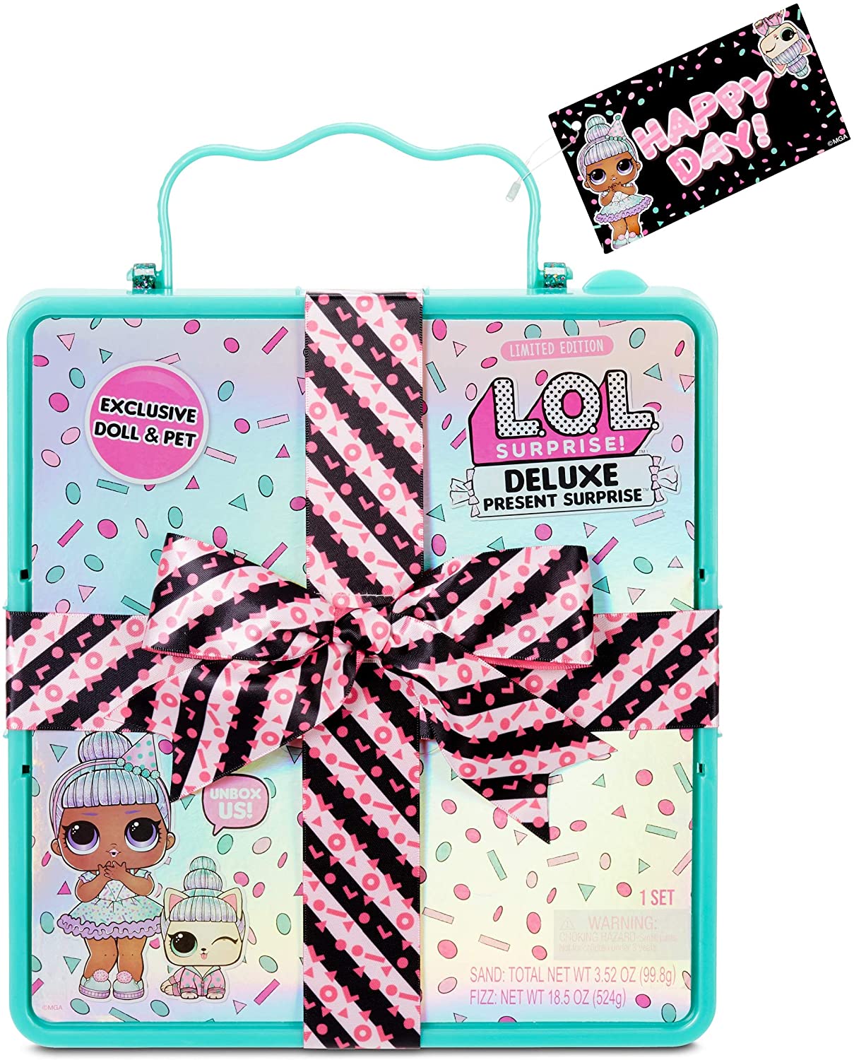 L.O.L. Surprise Deluxe Present Surprise w/ Limited Edition Sprinkles Doll & Pet Teal