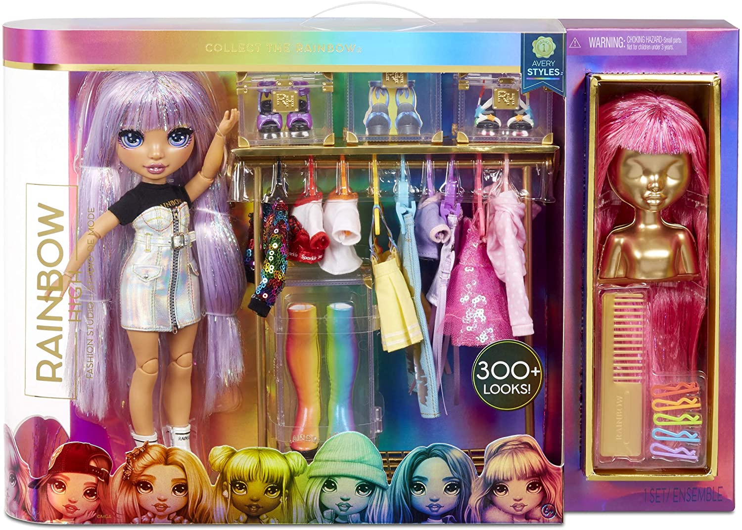 Rainbow High Fashion Studio – Exclusive Doll with Rainbow of Fashions (Clothes and Accessories) and 2 Sparkly Wigs to Create 300+ Looks