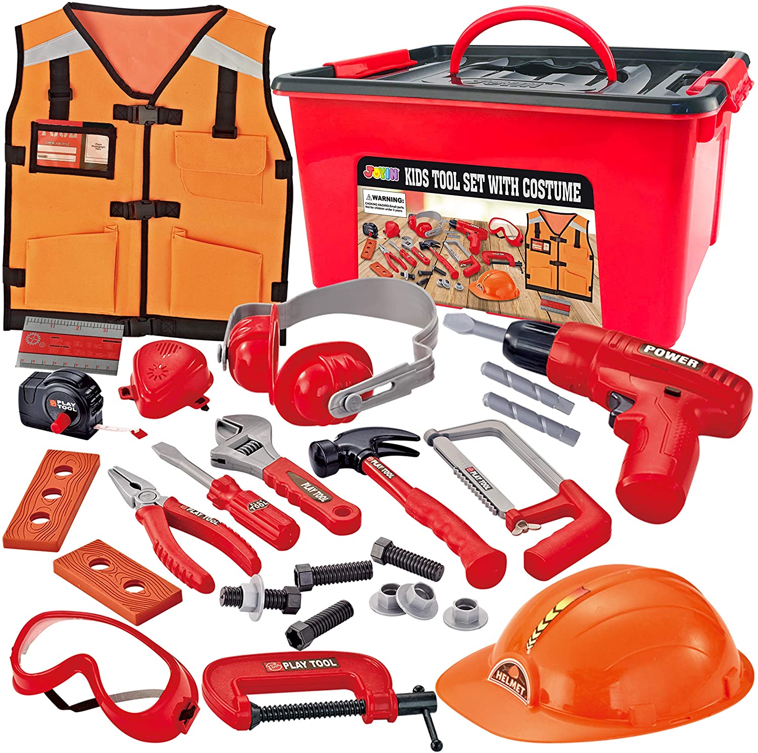 JOYIN 24 Pcs Construction Tool Accessories Playset Construction Pretend Play Toy Kit