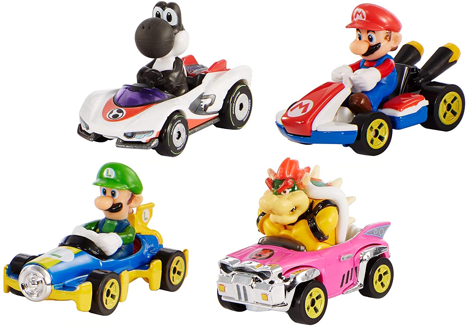 Hot Wheels Mario Kart Characters and Karts as Die-Cast Cars, Multicolor
