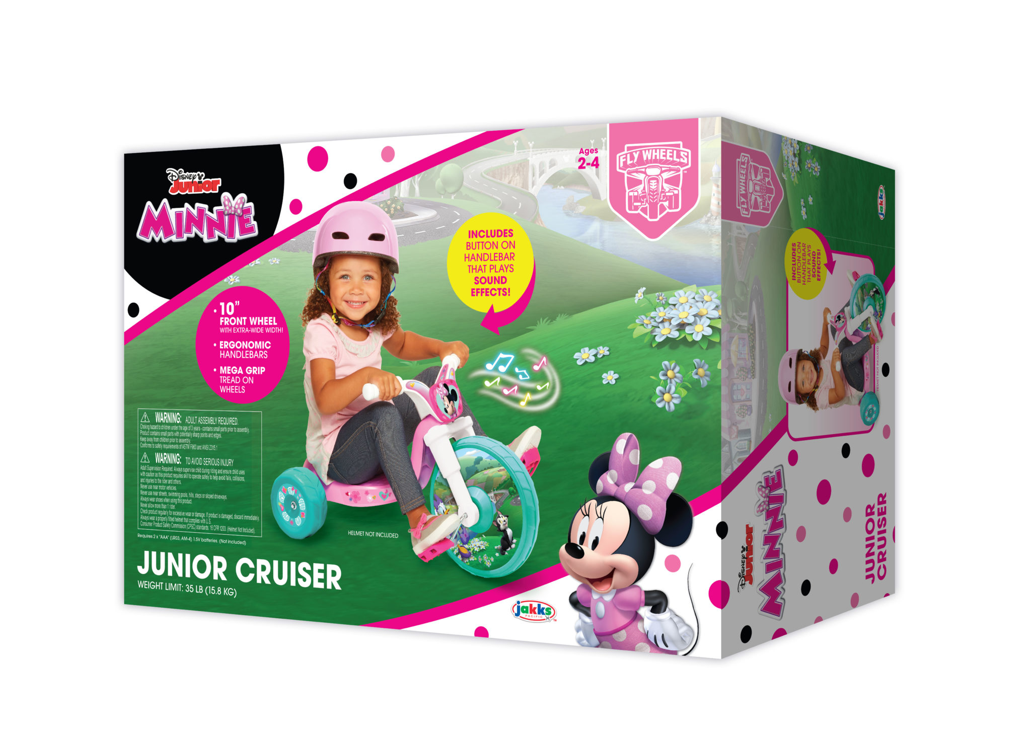 disney jr minnie mouse 10 inch fly wheels junior trike with sounds