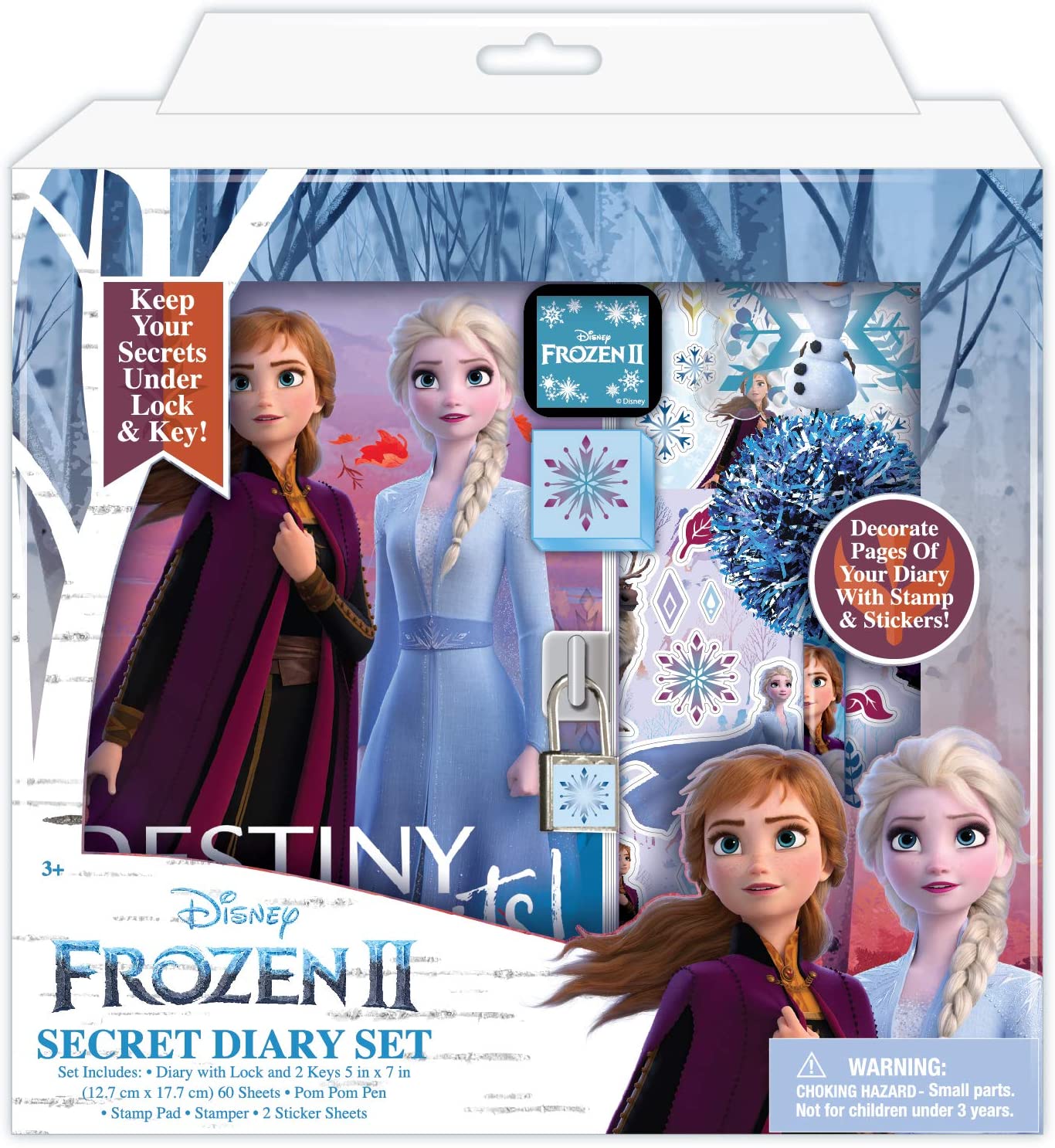 Disney Frozen 2 Anna and Elsa Girls’ Secret Diary Set with Stickers and Stampers