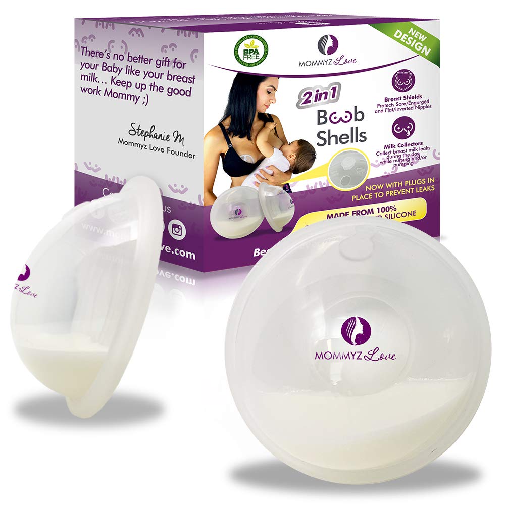 Breast Shell & Milk Catcher for Breastfeeding Relief (2 in 1) Protect Cracked, Sore, Engorged Nipples & Collect Breast Milk Leaks During The Day, While Nursing or Pumping