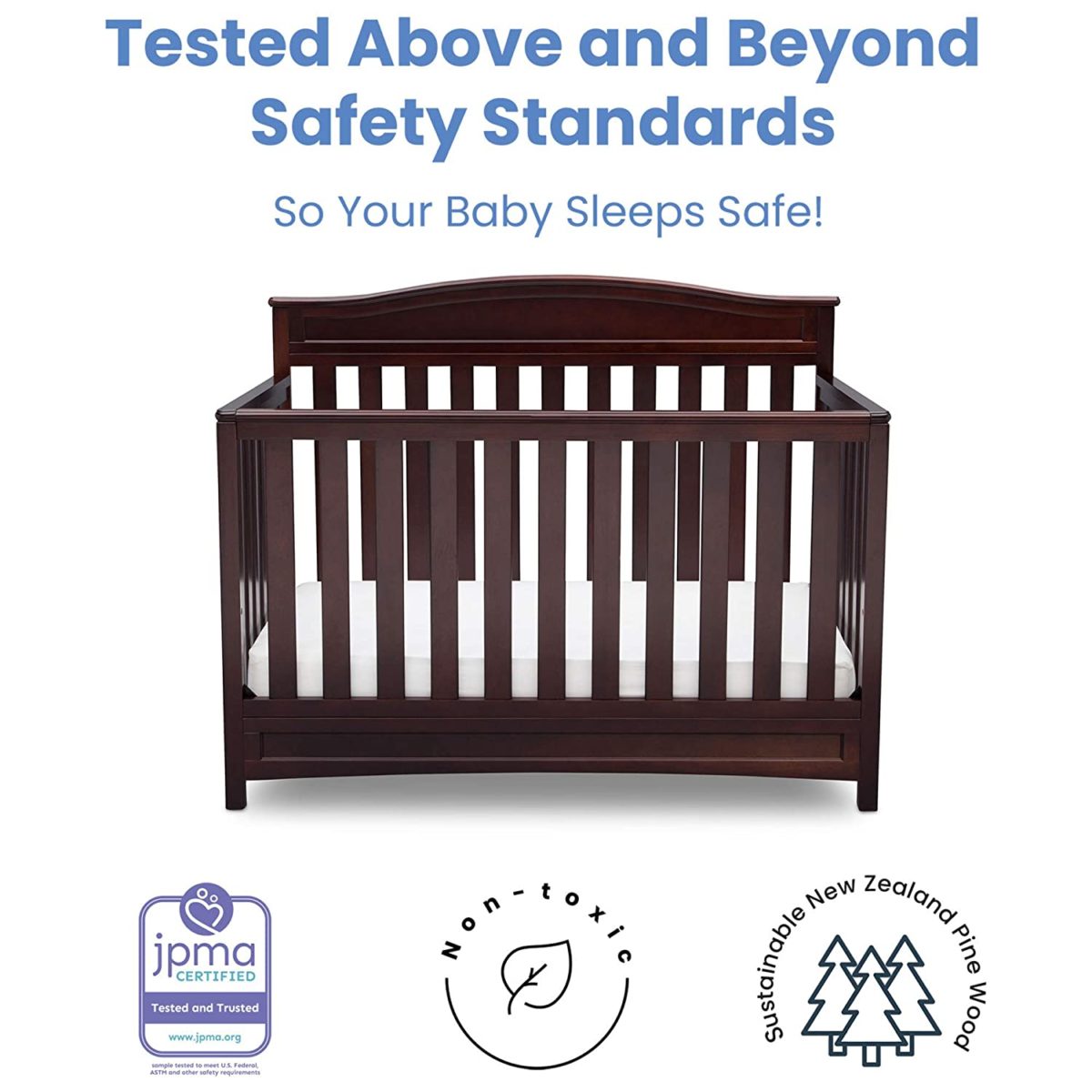 Delta Children Emery 4in1 Convertible Baby Crib, Dark Chocolate