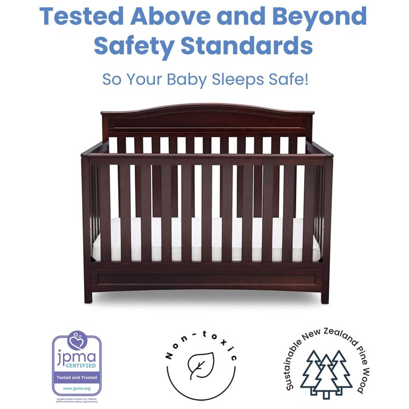 Delta Children Emery 4in1 Convertible Baby Crib, Dark Chocolate