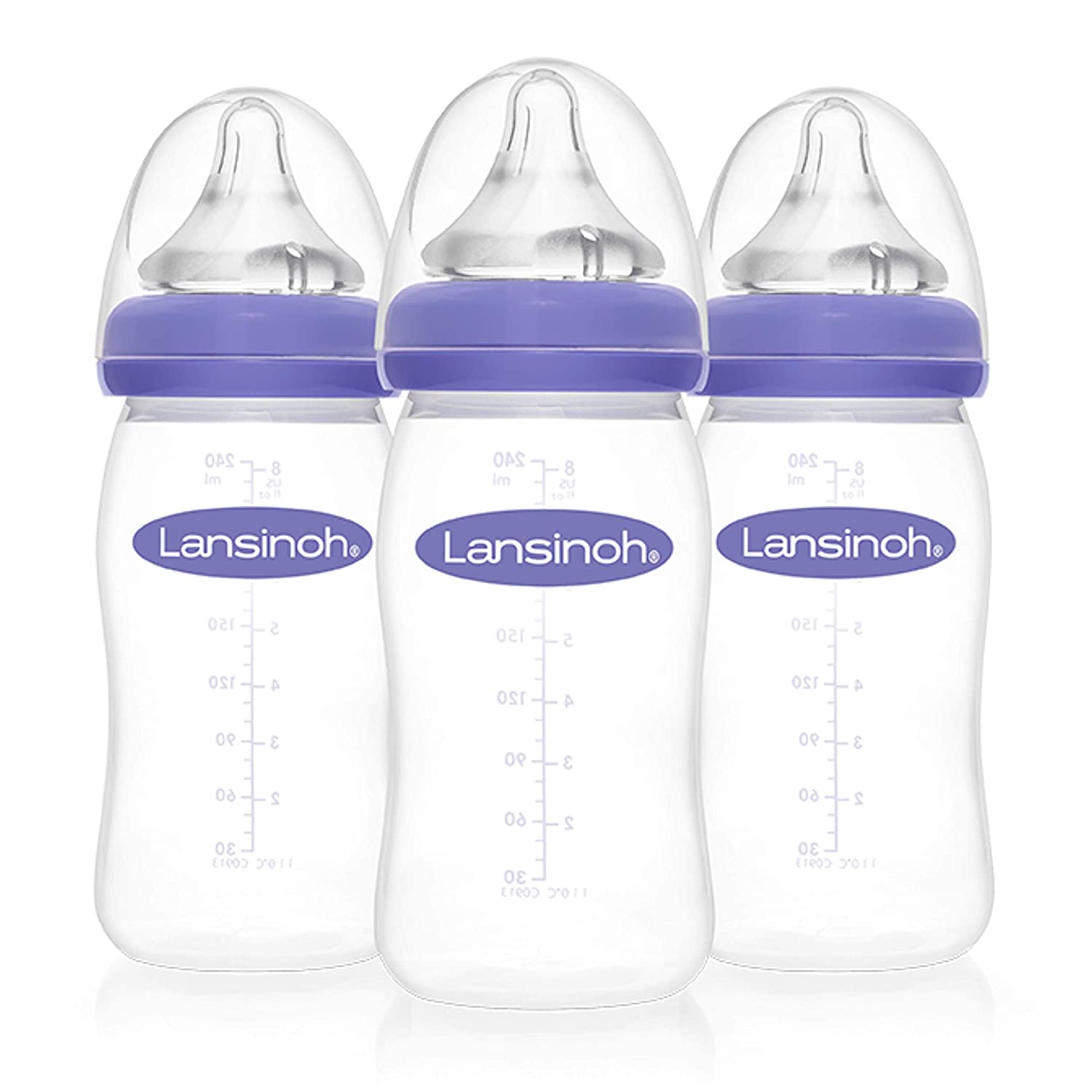Lansinoh Baby Bottles for Breastfeeding Babies, 8 Ounces, 3 count 3+months
