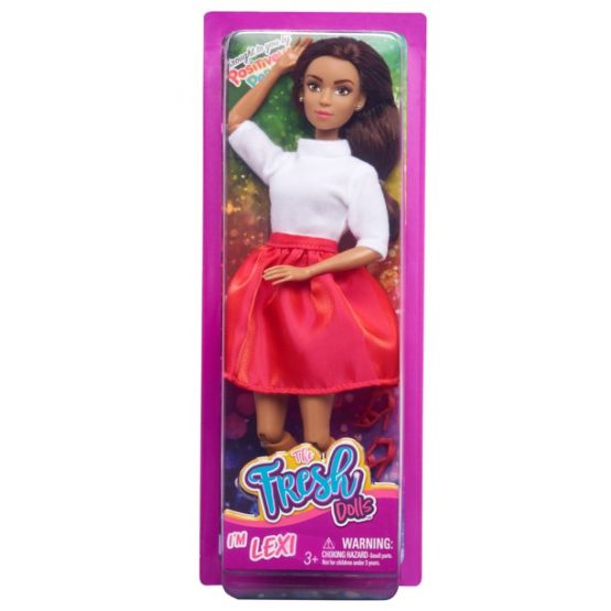 Fresh Dolls Lexi Fashion Doll, 11.5inches tall, white shirt and red