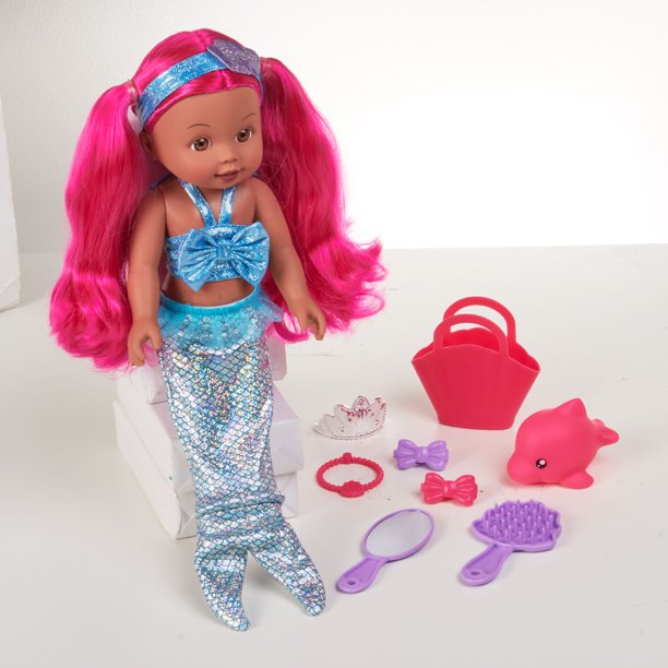 Kid Connection Mermaid Doll Play Set, Blue Eyes, Pink Hair
