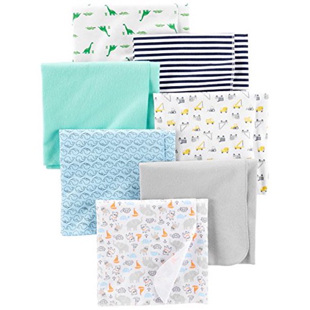 Simple Joys by Carter’s Baby 7-Pack Flannel Receiving Blankets Mint Green/Blue/White