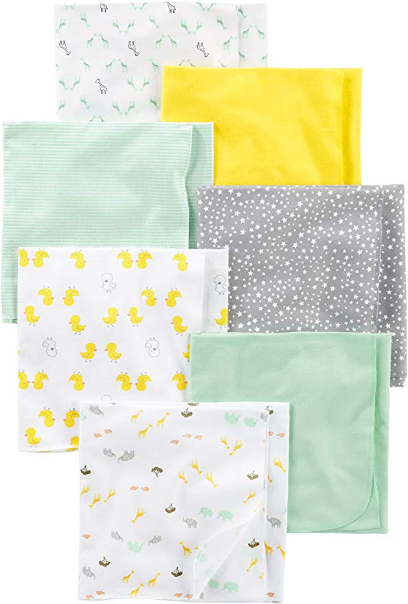 Simple Joys by Carter’s Baby 7-Pack Flannel Receiving Blankets Grey/ White/ Mint Green