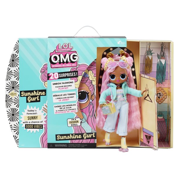 LOL Surprise OMG Sunshine Gurl Fashion Doll – Dress Up Doll Set with 20 Surprises