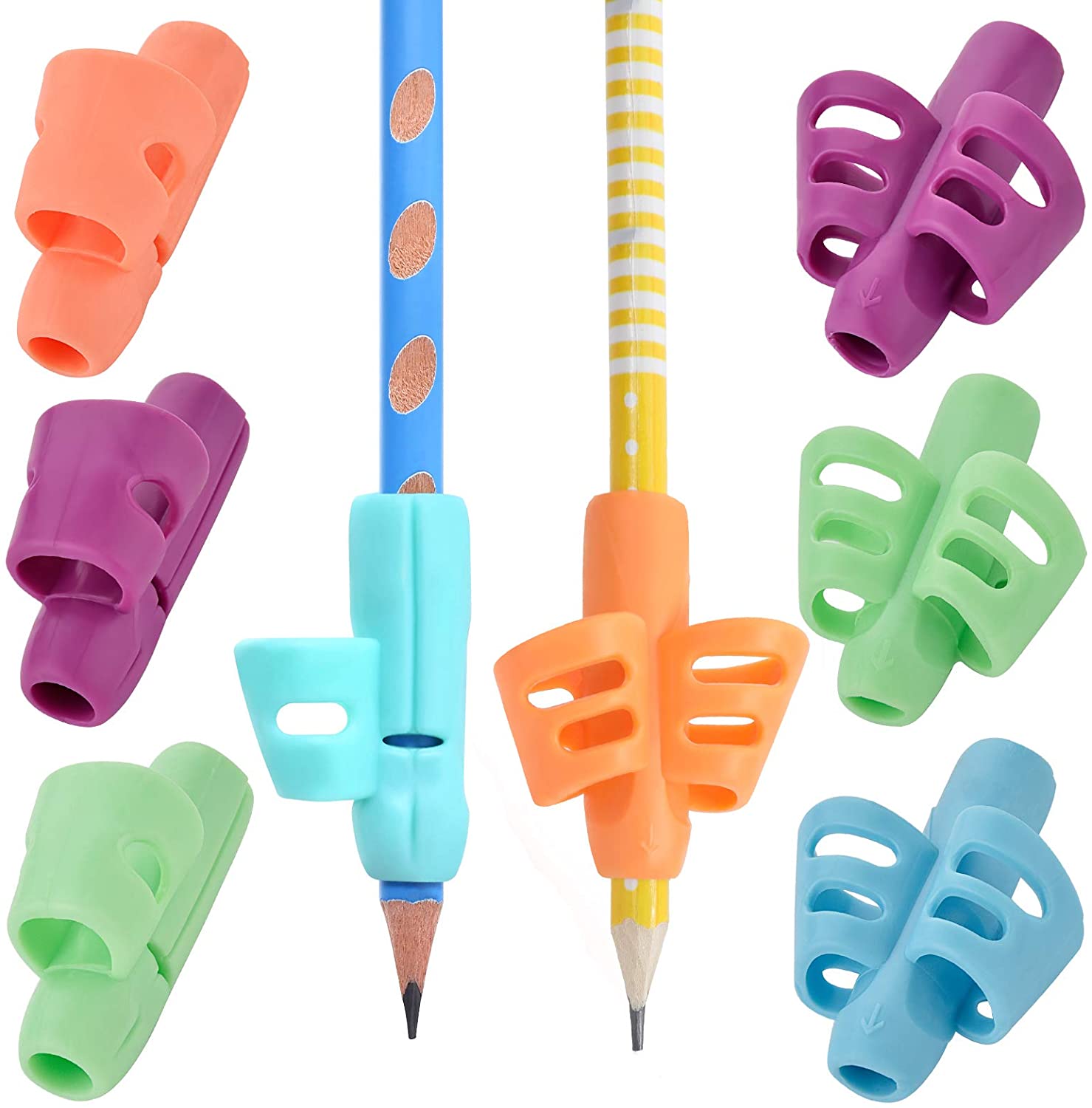 Pencil Grips assorted pk of 8 for kids Handwriting, Posture Correction Training Writing AIDS for Toddler Preschoolers Students Children Special Needs
