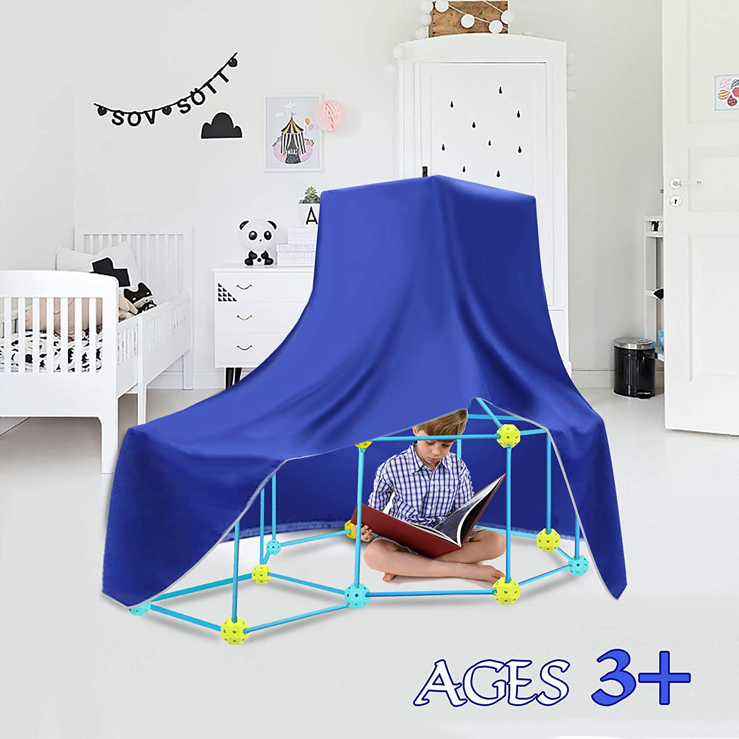 Kids Fort Building Kit 120 Pieces Construction STEM Toys for 5 6 7 8 9 10  11 12 Years Old Boys and Girls Ultimate Forts Builder Gift Build DIY
