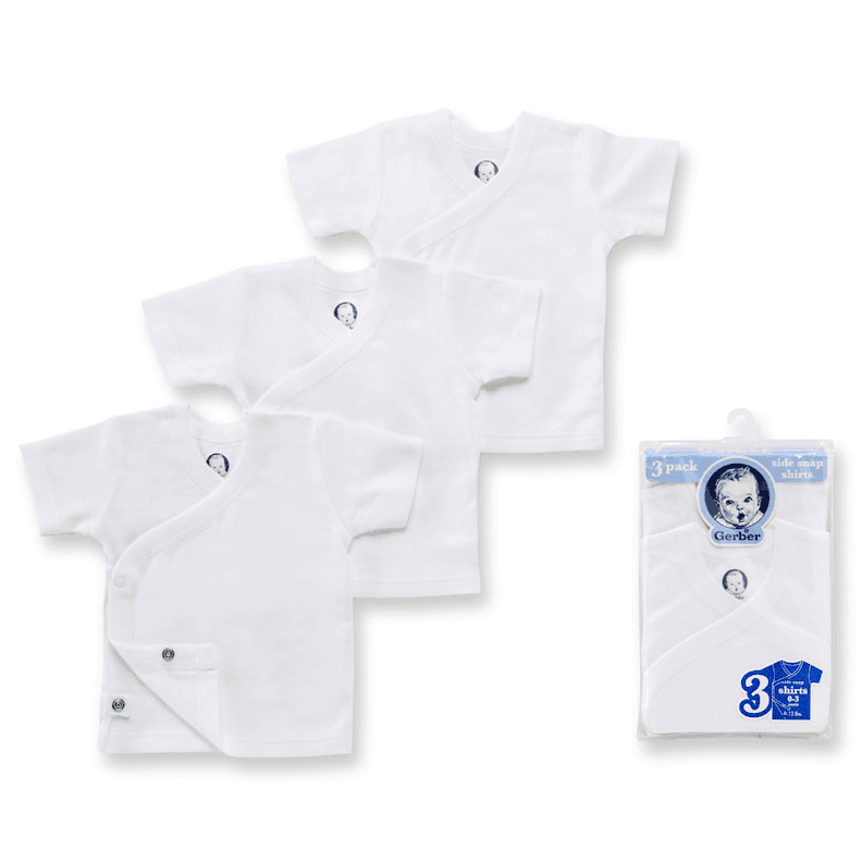 Gerber Baby 3-Pack Short-Sleeve Side-snap Shirt 0-3 months
