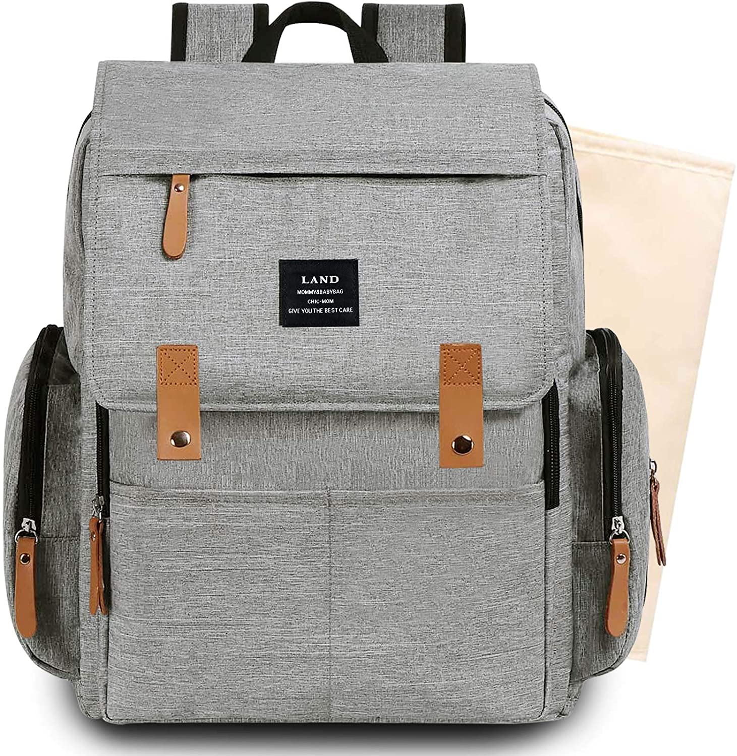 Diaper Bag Backpack, Multifunction Diaper Bags for Baby Girl-Boy,Unisex Baby BagTravel Backpack,Waterproof Backpack (Gray)