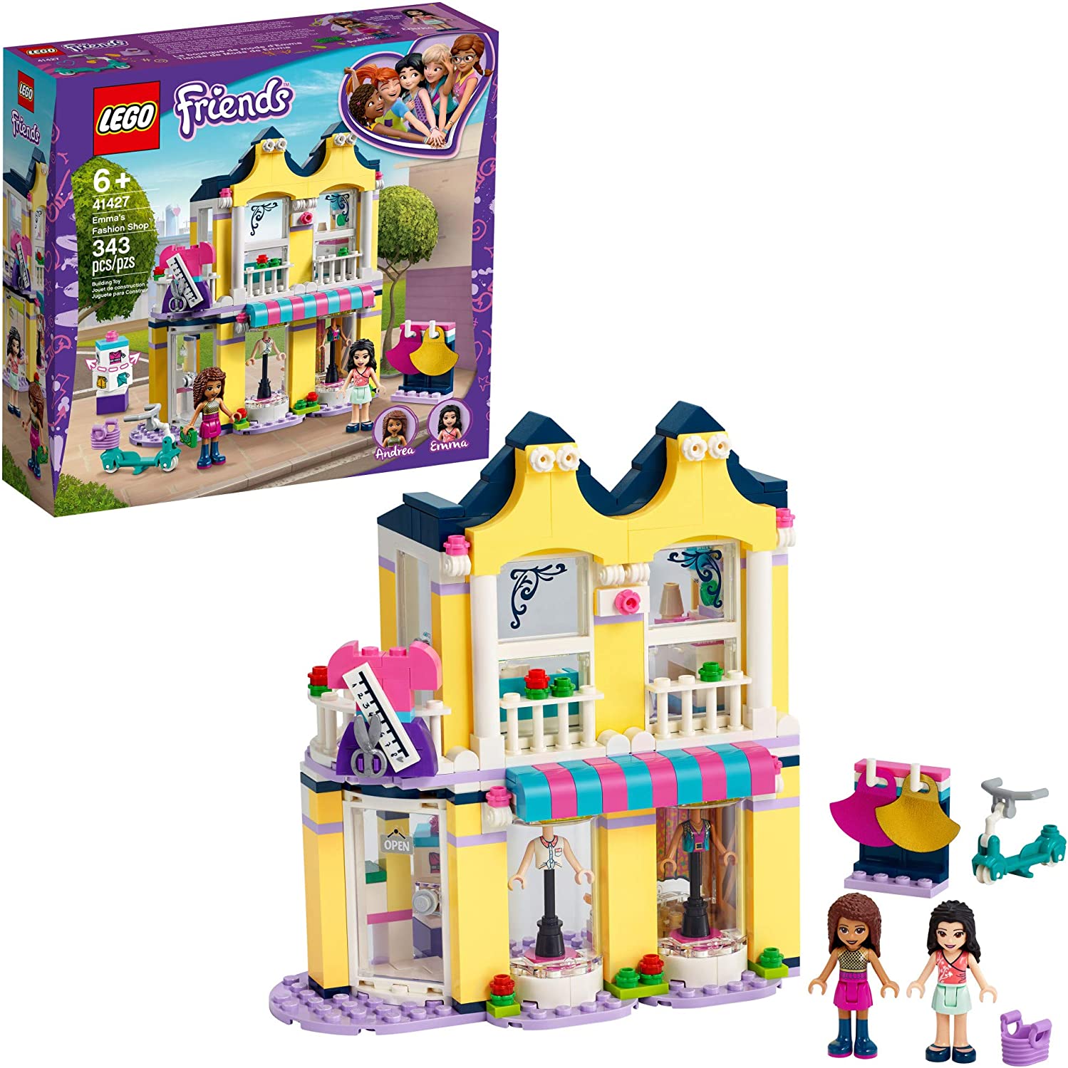 LEGO Friends Emma’s Fashion Shop 41427, Includes Friends Emma and Andrea (343 Pieces)