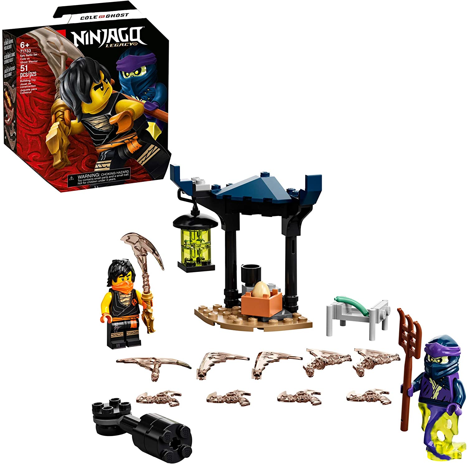 LEGO NINJAGO Epic Battle Set – Cole vs. Ghost Warrior Ninja Battle Toy Featuring Minifigures 71733