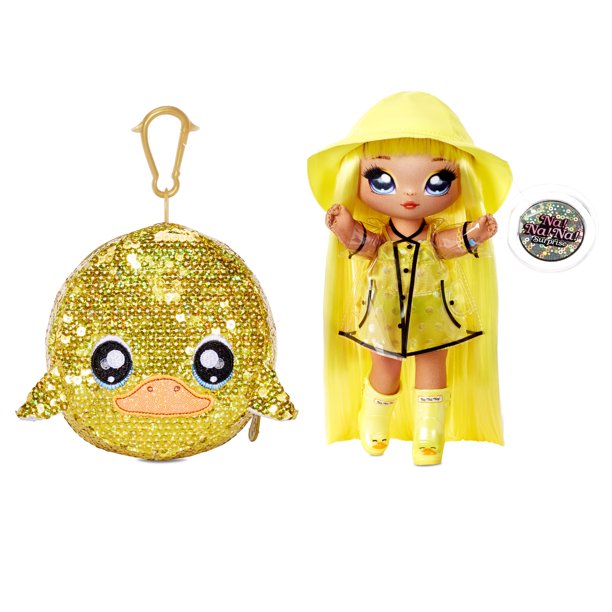 Na! Na! Na! Surprise 2-in-1 Fashion Doll and Sparkly Sequined Purse Sparkle Series – Daria Duckie 7.5″ Raincoat Doll