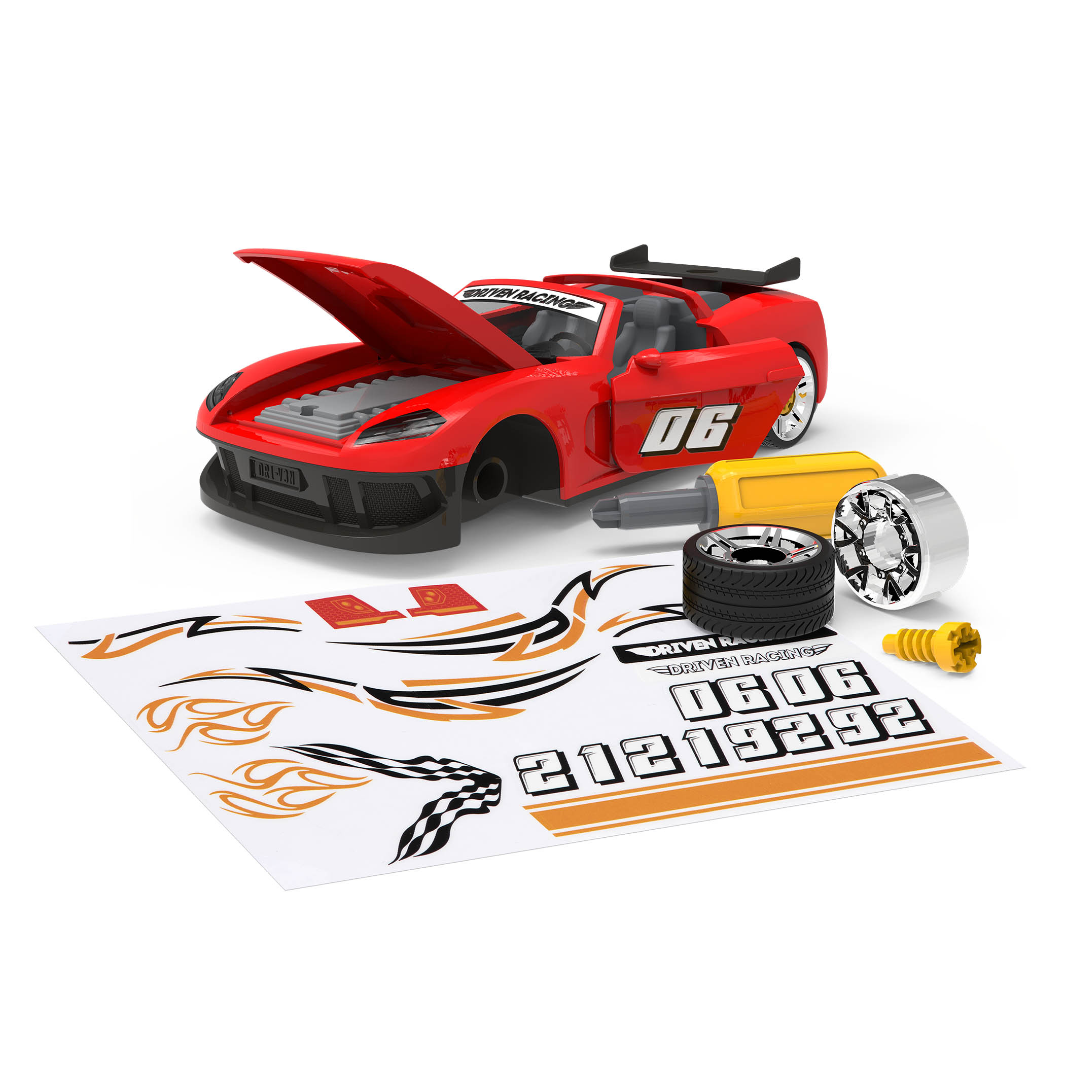 DRIVEN – Toy Take-Apart Sports Car with Accessories – 34pc