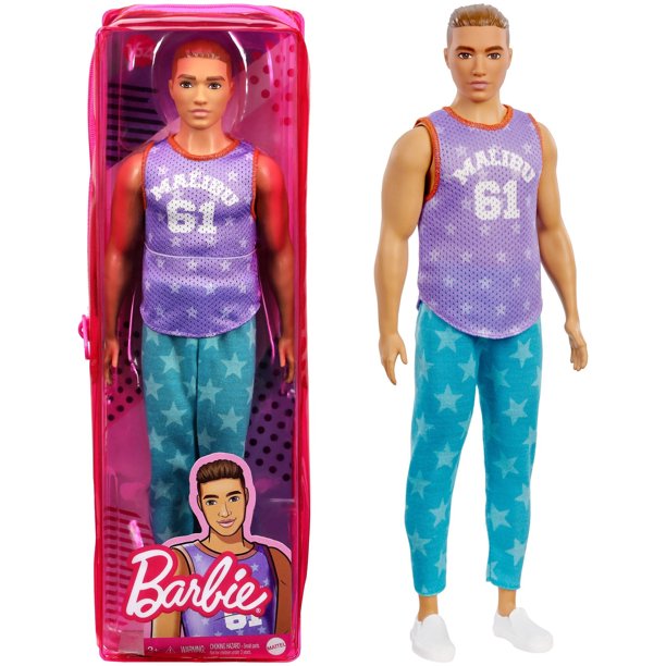 Barbie Ken Fashionista Doll – Purple “Malibu” Top and Blue Starred Joggers