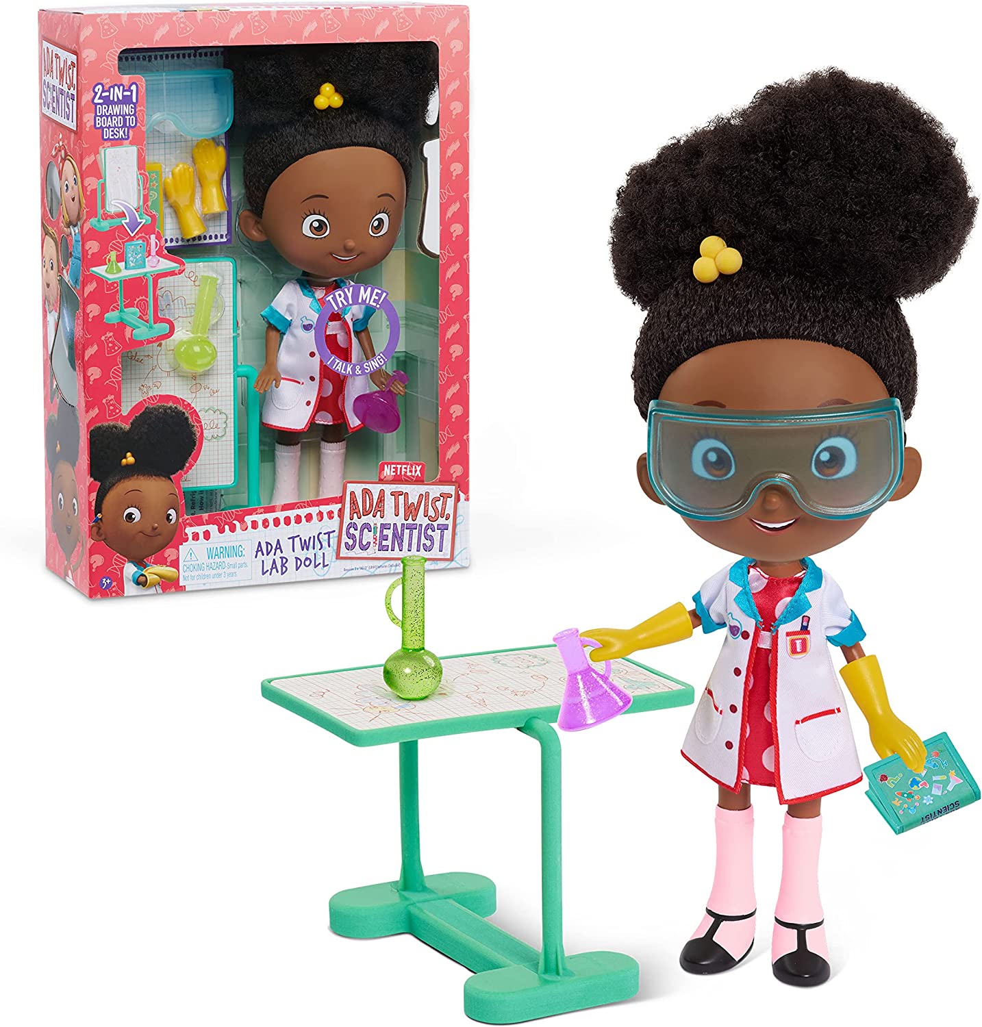 Just Play Ada Twist, Scientist Ada Twist Lab Doll, 12.5 Inch Interactive Doll with Research Lab Accessories, Talks and Sings The Brainstorm Song