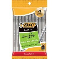 BIC Xtra Life Ballpoint Pens, Medium Tip, 10ct – Black