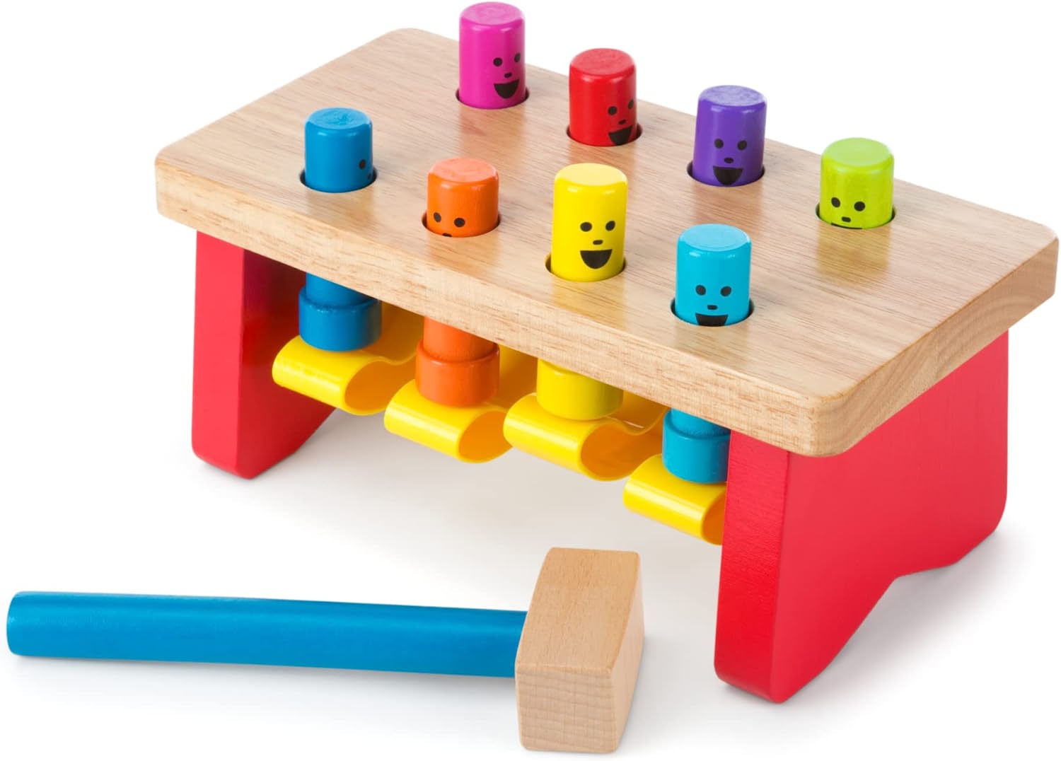 Melissa & Doug Deluxe Pounding Bench Wooden Toy With Mallet – Classic Wooden Toddler Toys For Ages 2+