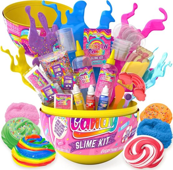 GirlZone Rainbow Candy DIY Slime Kit, Everything in One Egg to Make Rainbow Slime, Fluffy Cloud Slime, Clear Butter Slime and More