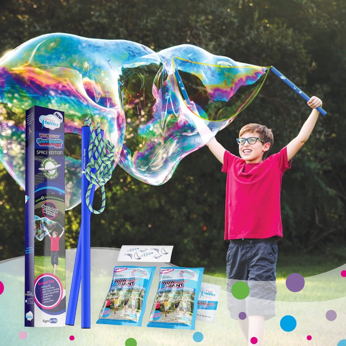 WOWMAZING Giant Bubble Kit: Space – Incl. Wand, 2 Big Bubble ...