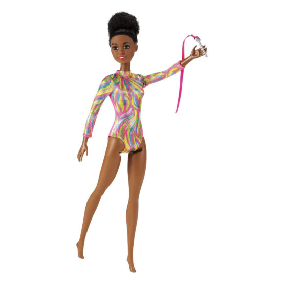 Barbie Career Rhythmic Gymnast Brunette Doll (12-in/3040-cm), Leotard and Accessories