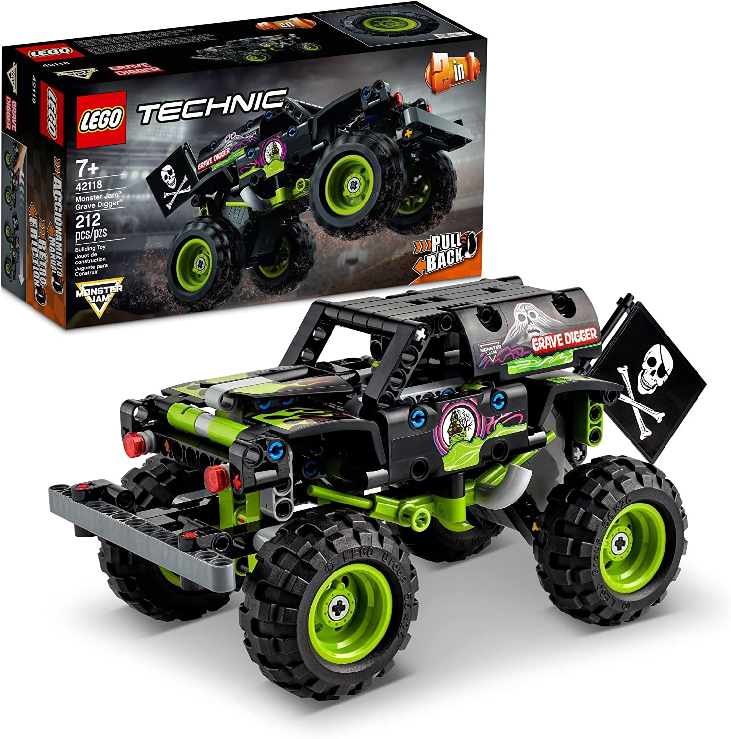 LEGO Technic Monster Jam Grave Digger 42118 Model Kit for Kids Who Love Monster Trucks (212 Pieces)