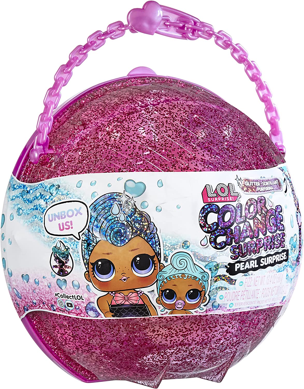 LOL Surprise Glitter Color Change Pearl Surprise (Purple) with 6 Surprises- Exclusive Collectible Doll & Lil Sister in Interactive Playset, Holiday Toy, Great Gift for Kids Ages 4 5 6+ Years Old