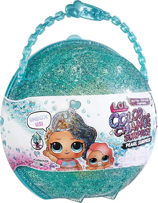 LOL Surprise Glitter Color Change Pearl Surprise (Turquoise) with 6 Surprises- Exclusive Collectible Doll & Lil Sister, Interactive Playset, Holiday Toy, Great Gift for Kids Ages