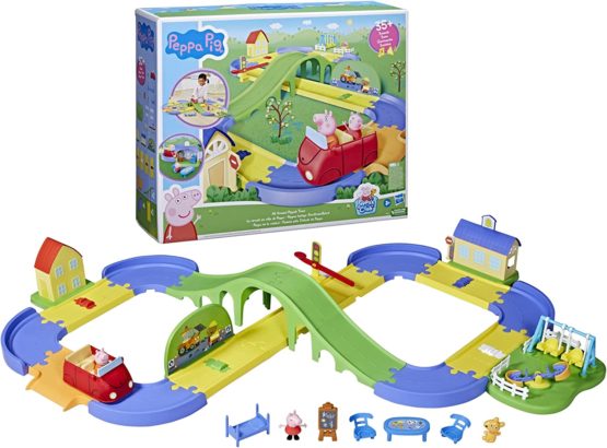 Peppa Pig All Around Peppa’s Town Playset with Car Track, Preschool Toys, Toys for 3 Year Old Girls and Boys and Up