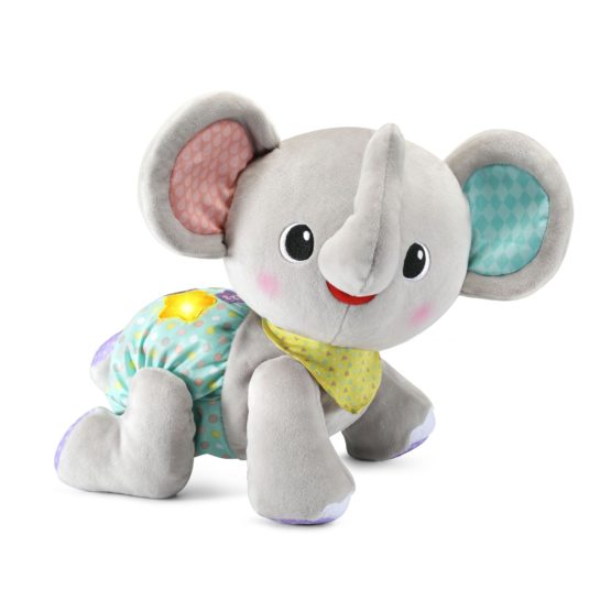 VTech Explore and Crawl Elephant Plush Baby and Toddler Toy, Gray