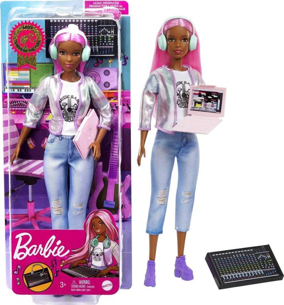 Barbie Career of The Year Music Producer Doll (12-in), Colorful Pink Hair, Trendy Tee, Jacket & Jeans Plus Sound Mixing Board, Computer & Headphone Accessories