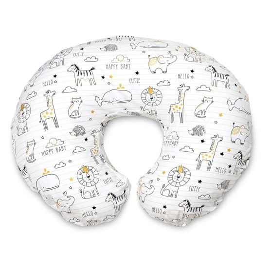 Boppy Nursing Pillow and Positioner – Original, Notebook Black and White with Gold Animals, Breastfeeding, Bottle Feeding, Baby Support, with Removable Cotton Blend Cover, Awake-Time Support