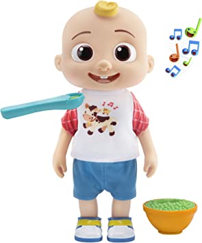 CoComelon Deluxe Interactive JJ Doll – Includes JJ, Shirt, Shorts, Pair of Shoes, Bowl of Peas, Spoon- Toys for Preschoolers