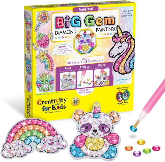 Creativity for Kids Big Gem Diamond Painting Kit – Create Your Own Magical Stickers and Suncatchers – Diamond Art for Kids