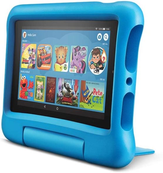 Fire 7 Kids tablet, 7″ Display, ages 3-7, 16 GB, Blue Kid-Proof Case