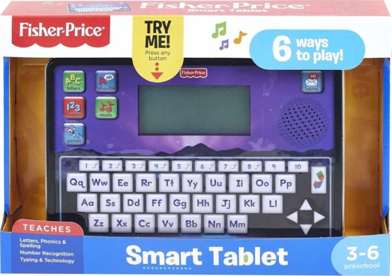 Fisher-Price Smart Tablet Preschool Learning Toy With Lights Music Games And Educational Content In English And Spanish