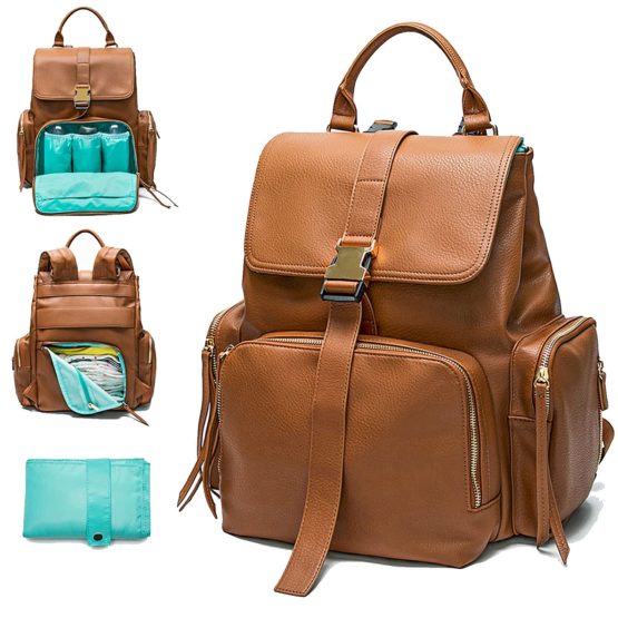 Diaper Bag Backpack Mominside, Leather Backpack for Women, Travel Baby Bag