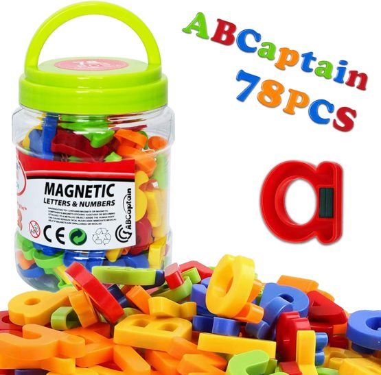 ABCaptain Magnetic Letters Numbers Alphabet ABC 123 Fridge Magnets Preschool Educational Learning Plastic Toy Set Uppercase Lowercase Math Symbols for Toddlers Kids (78 PCS)