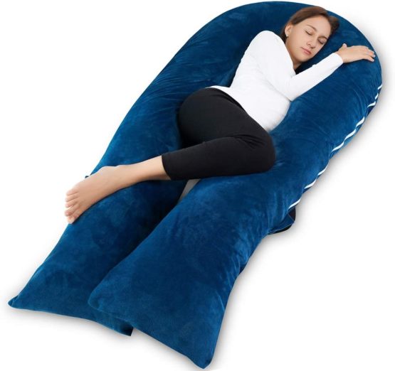 Meiz Pregnancy Pillow, Pregnancy Body Pillow, Pregnancy Pillows for Sleeping, 65″ Maternity Body Pillow for Pregnant Women with Velvet Cover, Blue