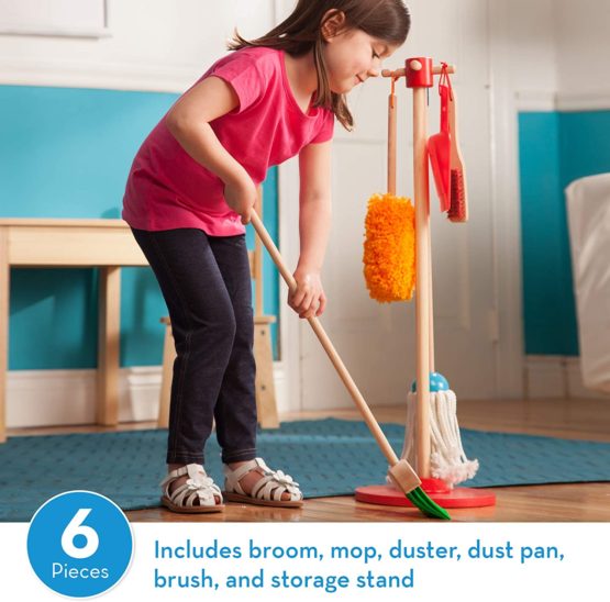 Melissa & Doug Let’s Play House Dust! Sweep! Mop! 6 Piece Pretend Play Set – Toddler Toy Cleaning Set, Pretend Home Cleaning Play Set, Kids Broom And Mop Set For Ages 3+