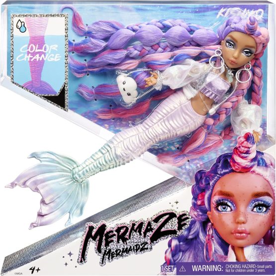 MERMAZE MERMAIDZ Mermaids Color Change Kishiko Mermaid Fashion Doll Designer Outfit & Accessories, Stylish Hair & Sculpted Tail, Poseable, Collectors Ages 4 5 6 7 8 to 12+, Multicolor