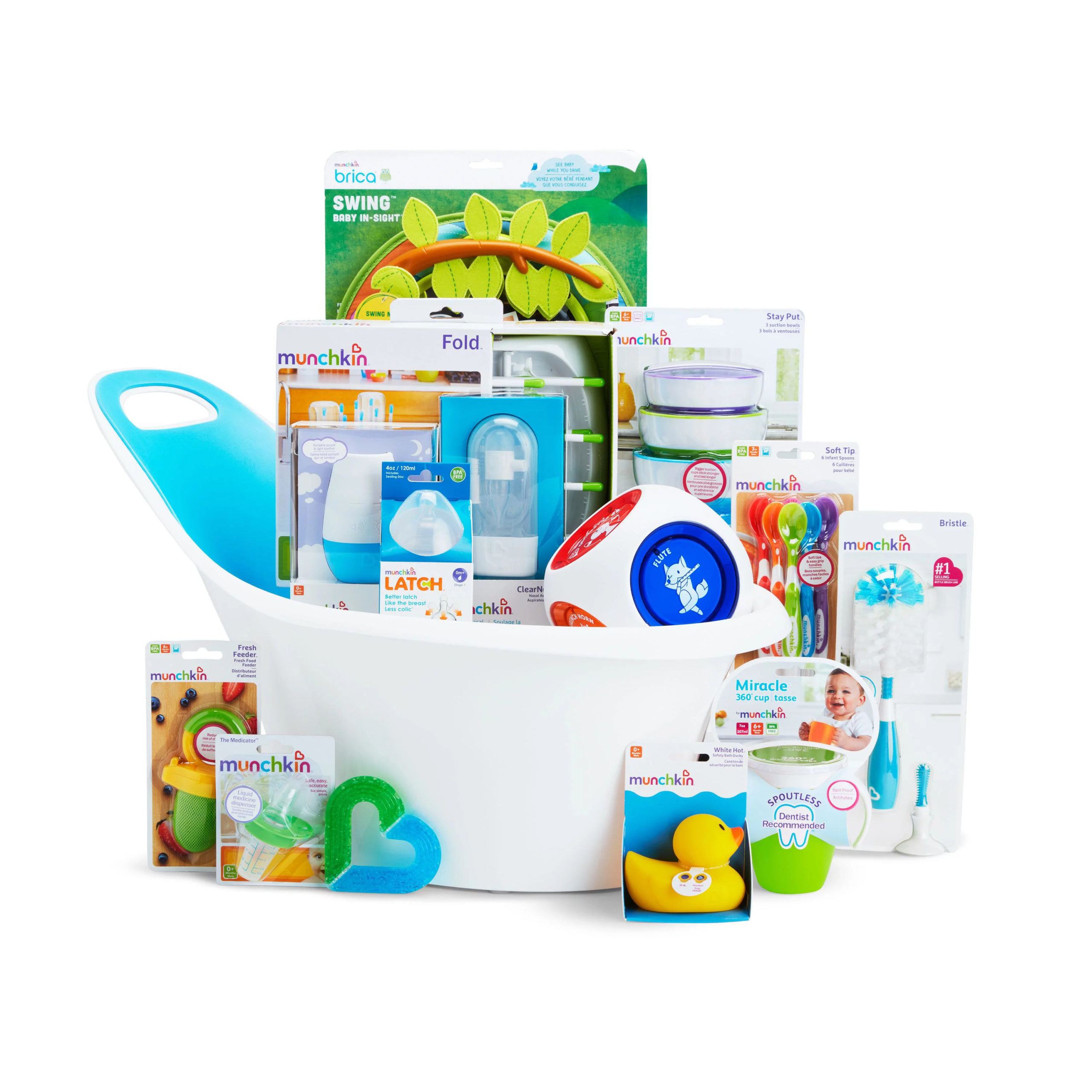 Munchkin My Munchkin Gift Basket, Great for Baby Showers, Includes 15 Baby Products, Neutral