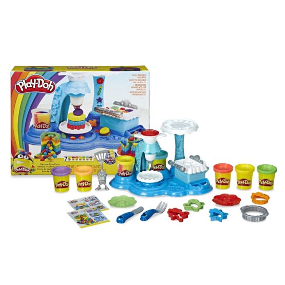 Play-Doh Rainbow Cake Set, 7 Cans of 3-in-1 (14 Ounces Total)
